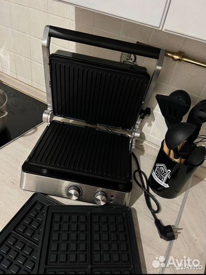 Гриль+вафельница Новый электрический