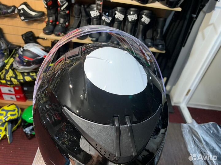 Мото шлем открытый с забралом черный на мото