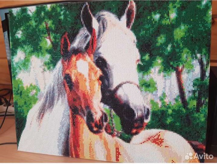 Алмазная мозаика на подрамнике 40*50 Лошади