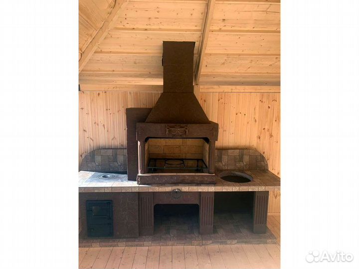 Мангал с печью и барбекю