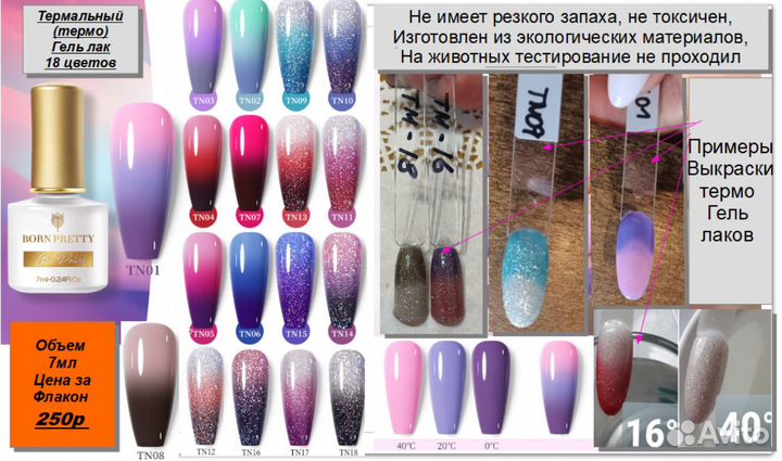 Гель лаки неоновые, термо, aurora, светоотражающие