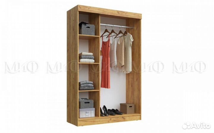 Шкаф с антресолью Бася/Роджина Белый глянец холодный/Дуб крафт