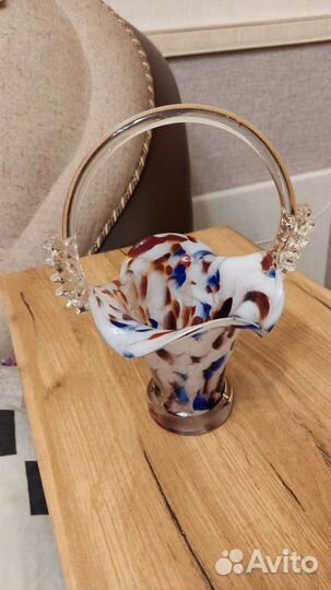 Ваза - корзина цветное стекло