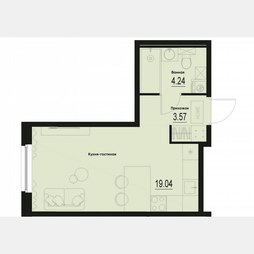Квартира-студия, 26,9 м², 1/12 эт.