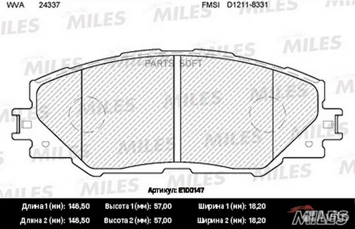 Miles E100147 Колодки тормозные toyota RAV 4 05 пе