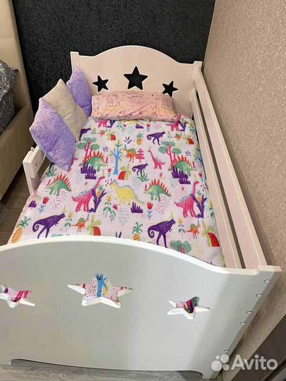 Кроватка берёза сингл детская с бортиком