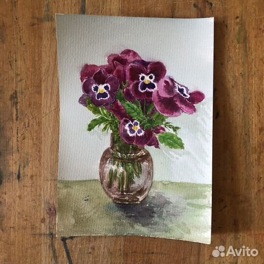 Картина акварелью, акварель, цветы