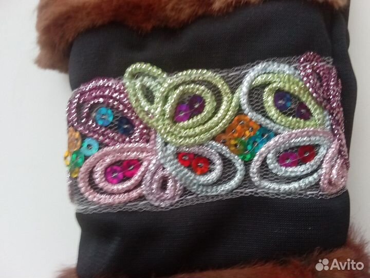 Варежки дизайнерские новые детские с мехом