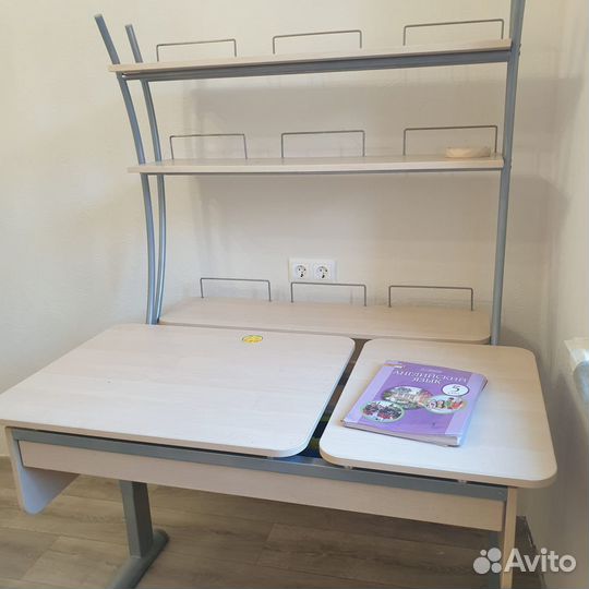 Растущая ортопедическая парта со стулом, и полкой