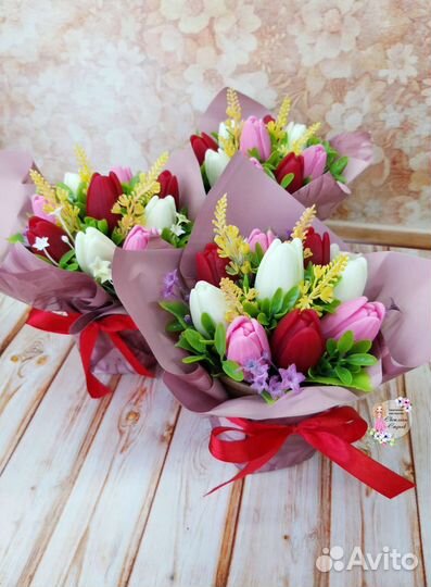 Букет тюльпанов из мыла