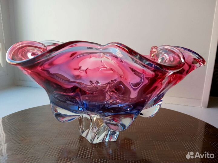 Богемия. Ваза из чешского цветного стекла. СССР