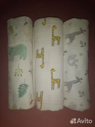 Муслиновые пеленки бу 3шт