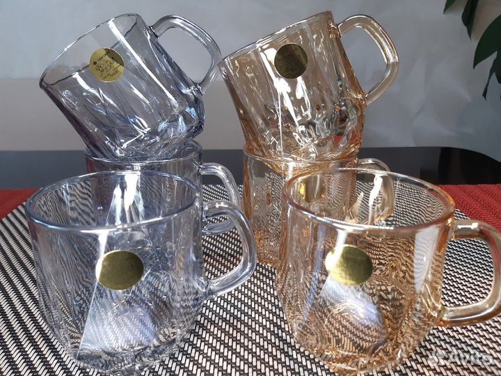 Кружки стеклянные 350 мл цветные