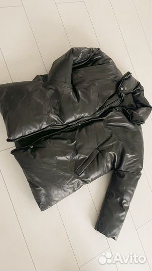 Пуховик эко кожа зимний женский