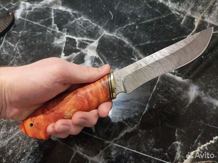 Нож охотничий из дамасской стали