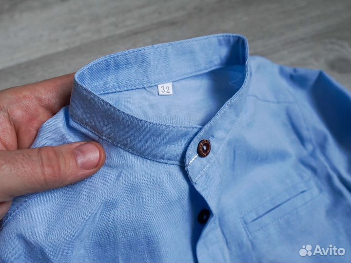 Голубая рубашка для мальчика с длинным рукавом