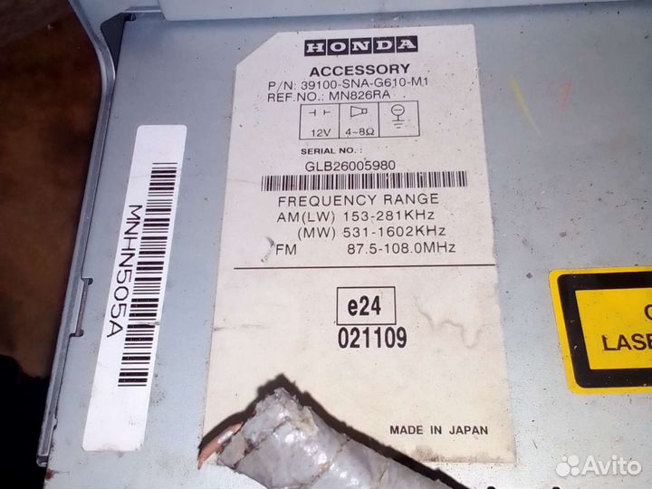 Магнитола honda civic 4D в сборе 06-12г