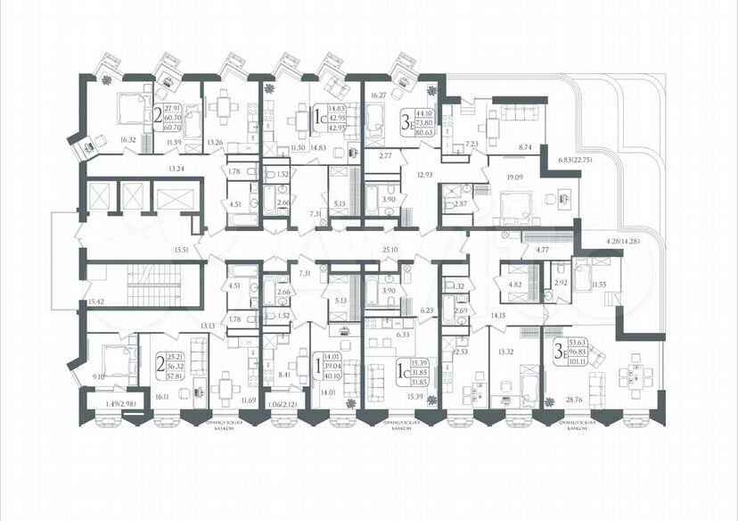 Своб. планировка, 101,1 м², 21/22 эт.