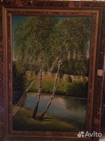 Картина маслом на холсте большая(антиквариат)