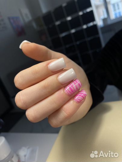 Маникюр с покрытием гель лак, наращивание
