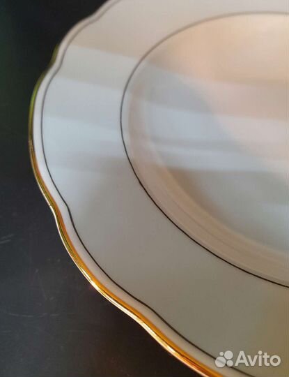 Набор фарфоровые суповые тарелки, позолота, 6 шт
