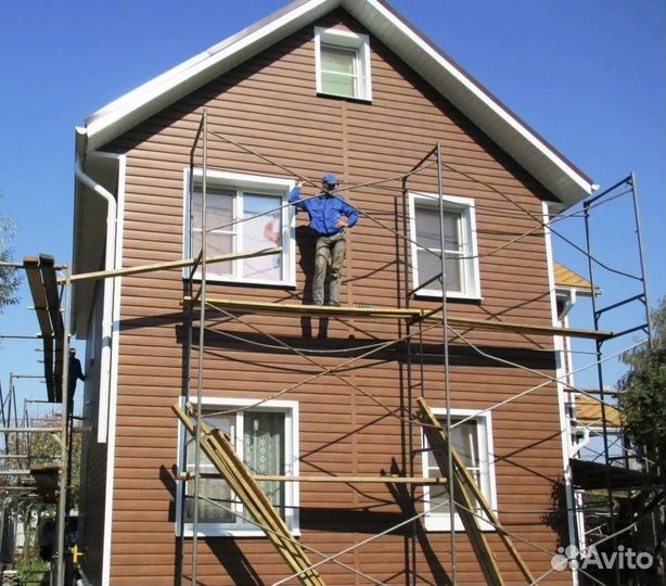 Монтаж сайдинга, фасадные работы, сайдинг, строите