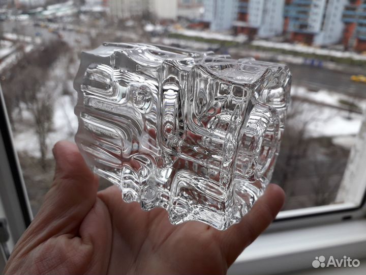 Ваза Подсвечник прессованное стекло Чехословакия