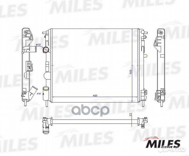 Радиатор renault logan/clio 1.2-1.6/1.9D 98
