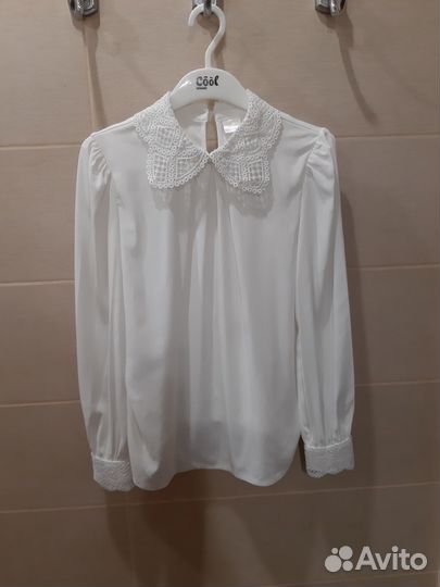 Блузка белая школьная на девочку 140