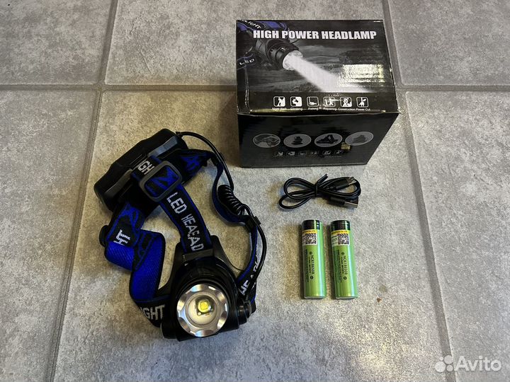 Налобный фонарь T6 и 2 акб