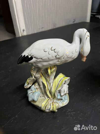Статуэтка фарфор ссср,аист,лягушка