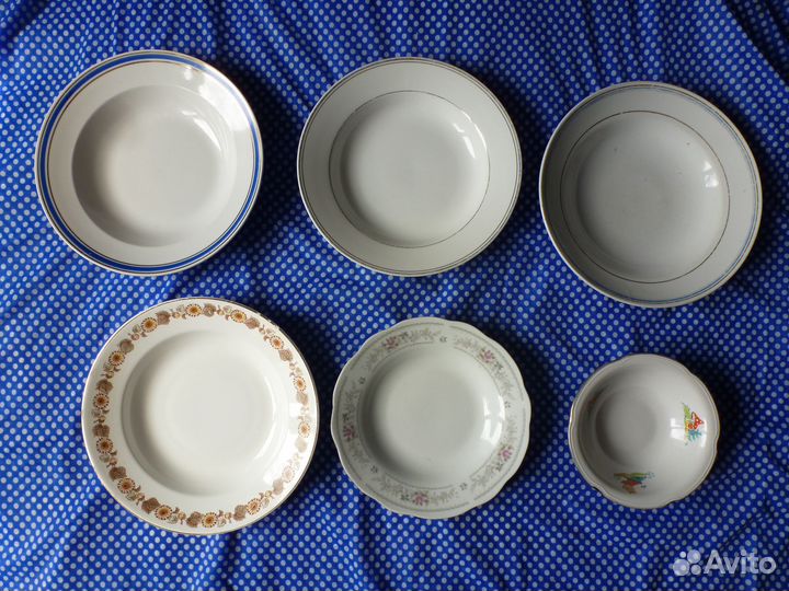 Подборка глубоких винтажных тарелок времен СССР