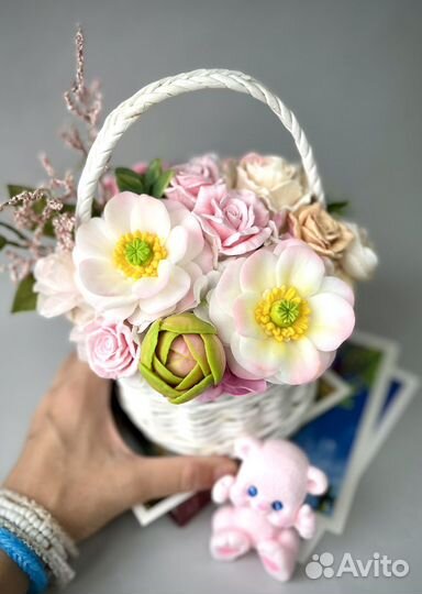 Букет цветов из мыла в корзиночках