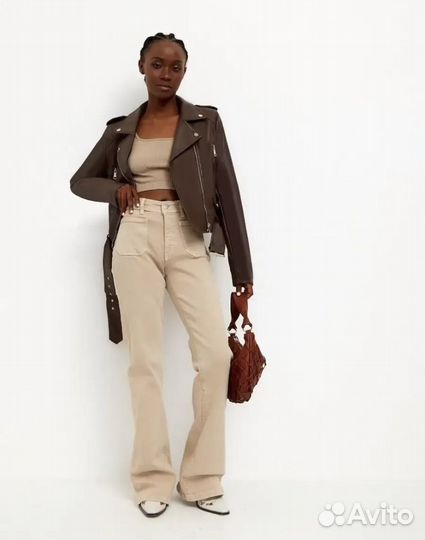 Кожаная куртка косуха 46 48 женская