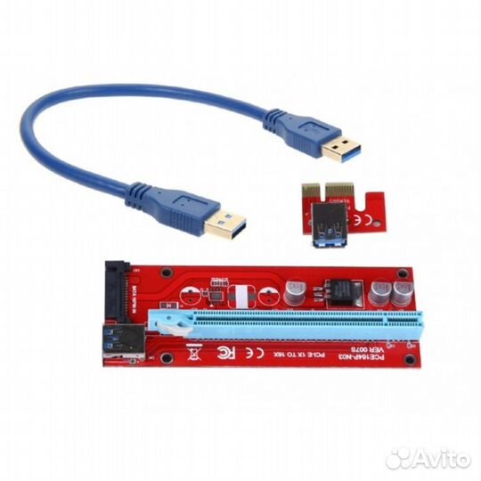 Райзеры (riser) PCI-e 1x-16x v007s красный