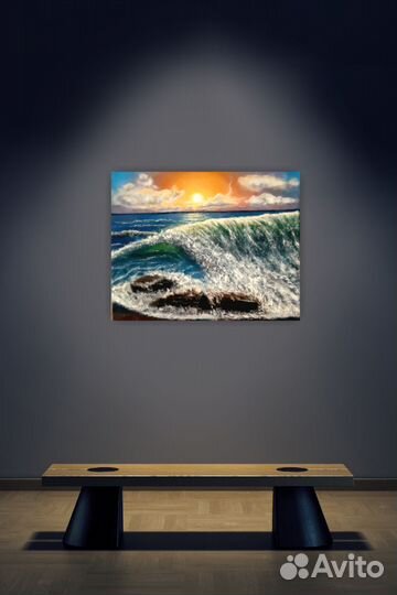 Картина маслом море, закат