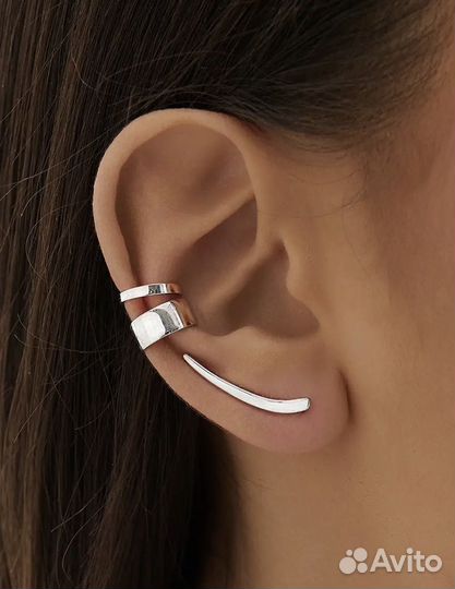 Моно серьга серебряная