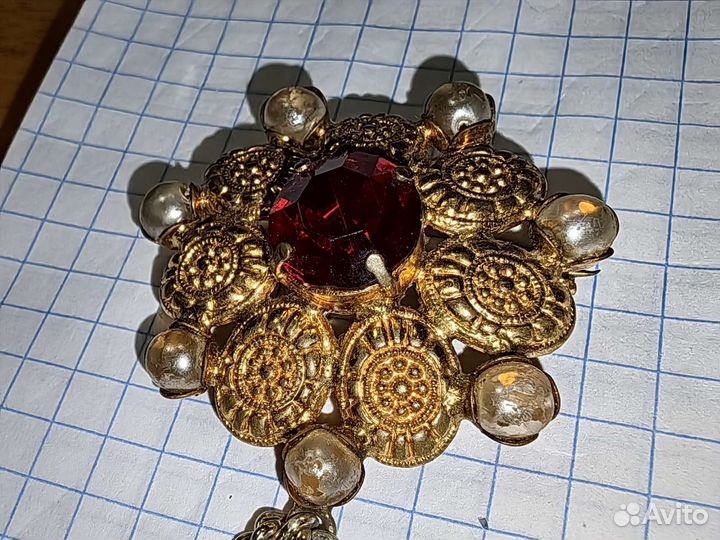 Винтаж Брошь-Брошка времен СССР с подвеской Металл