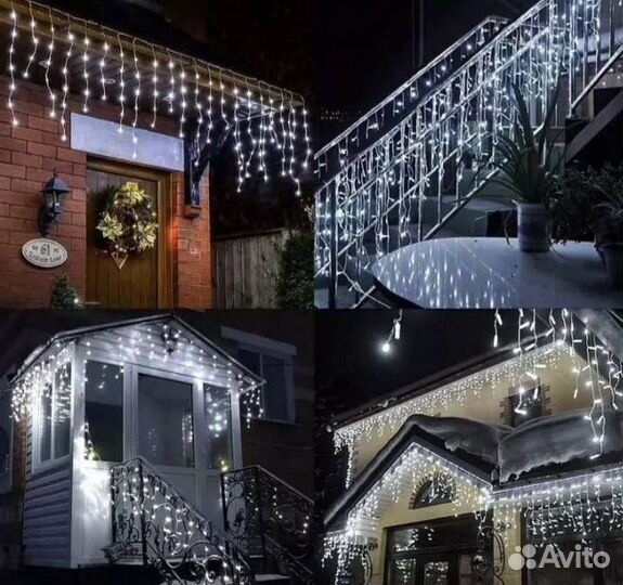 Бахрома Уличная гирлянда. Монтаж. Гибкий неон