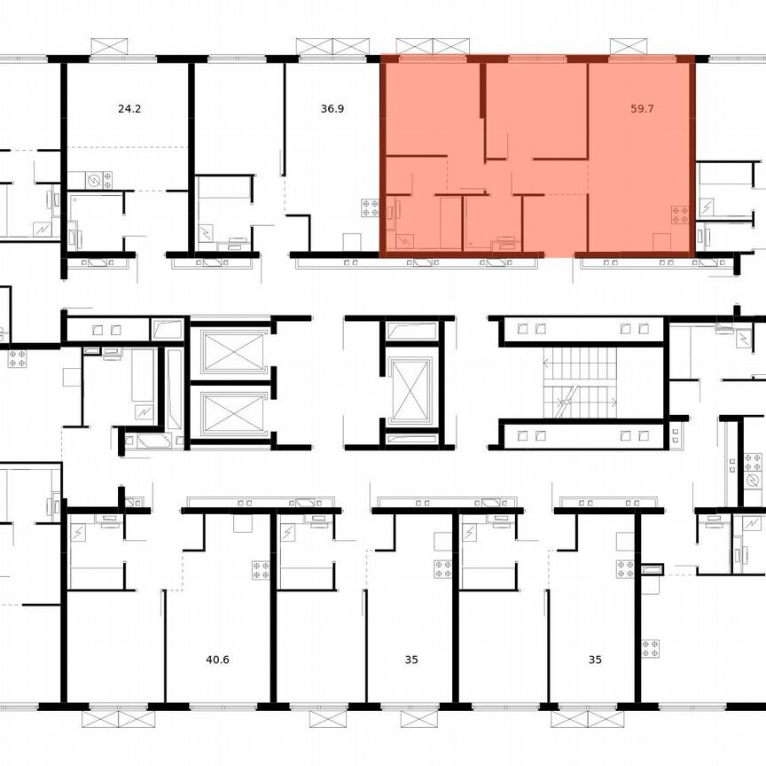 2-к. квартира, 59,7 м², 4/14 эт.