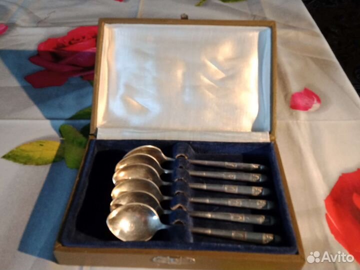 Кофейные ложечки мельхиор,6 штук, в футляре