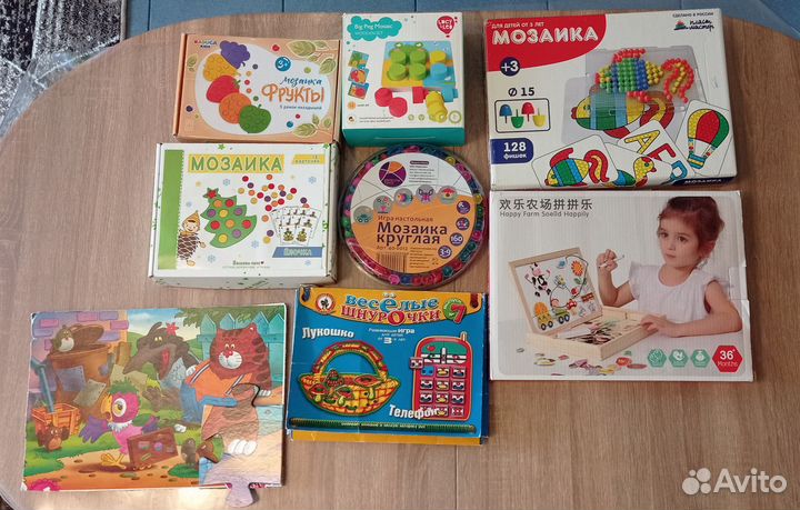 Игры развивающие (мозаики, пазлы, шнуровки)
