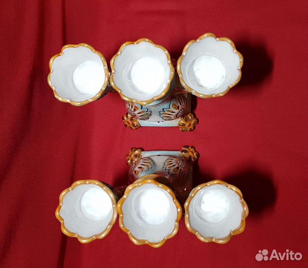 Подсвечники парные. Майолика старая Гжель