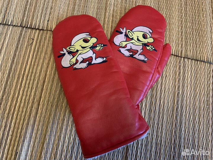 Варежки зимние детские кожаные