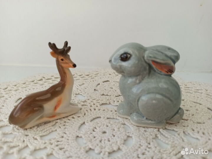 Статуэтки фарфор. Оленёнок лфз. Кролик