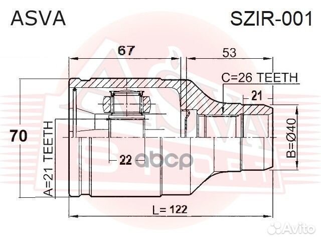 ШРУС прав. suzuki liana szir001 asva