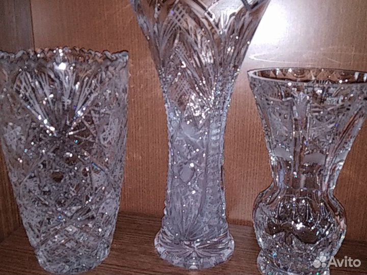 Хрустальные ладьи, салатники,вазы,солонки,икорница