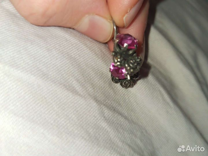 Серебряные серьги СССР винтаж 875 проба