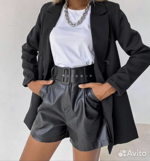 Шорты под кожу / кожаные эко кожа женские