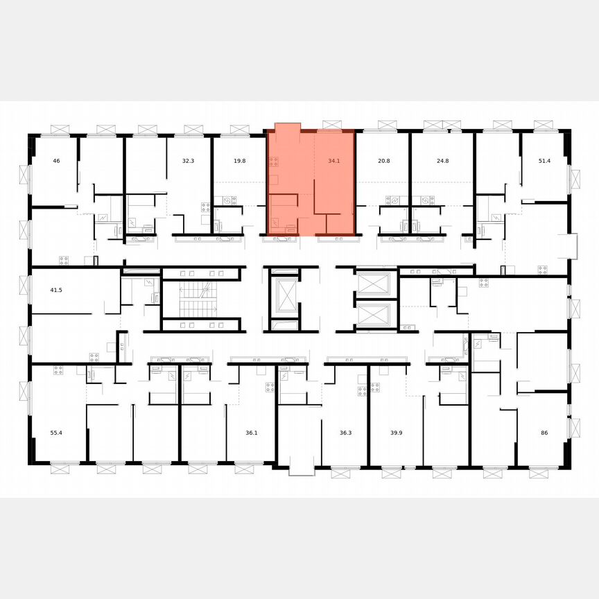 1-к. квартира, 34,1 м², 7/25 эт.